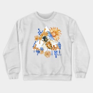 Geometric Gold and Blue Honeybee Crewneck Sweatshirt